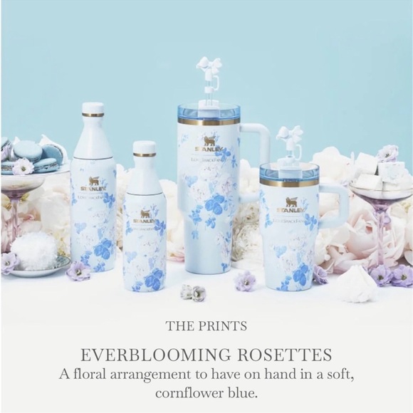 Loveshackfancy x Stanley 40oz Everblooming Rosettes Blue NIB - Picture 2 of 4
